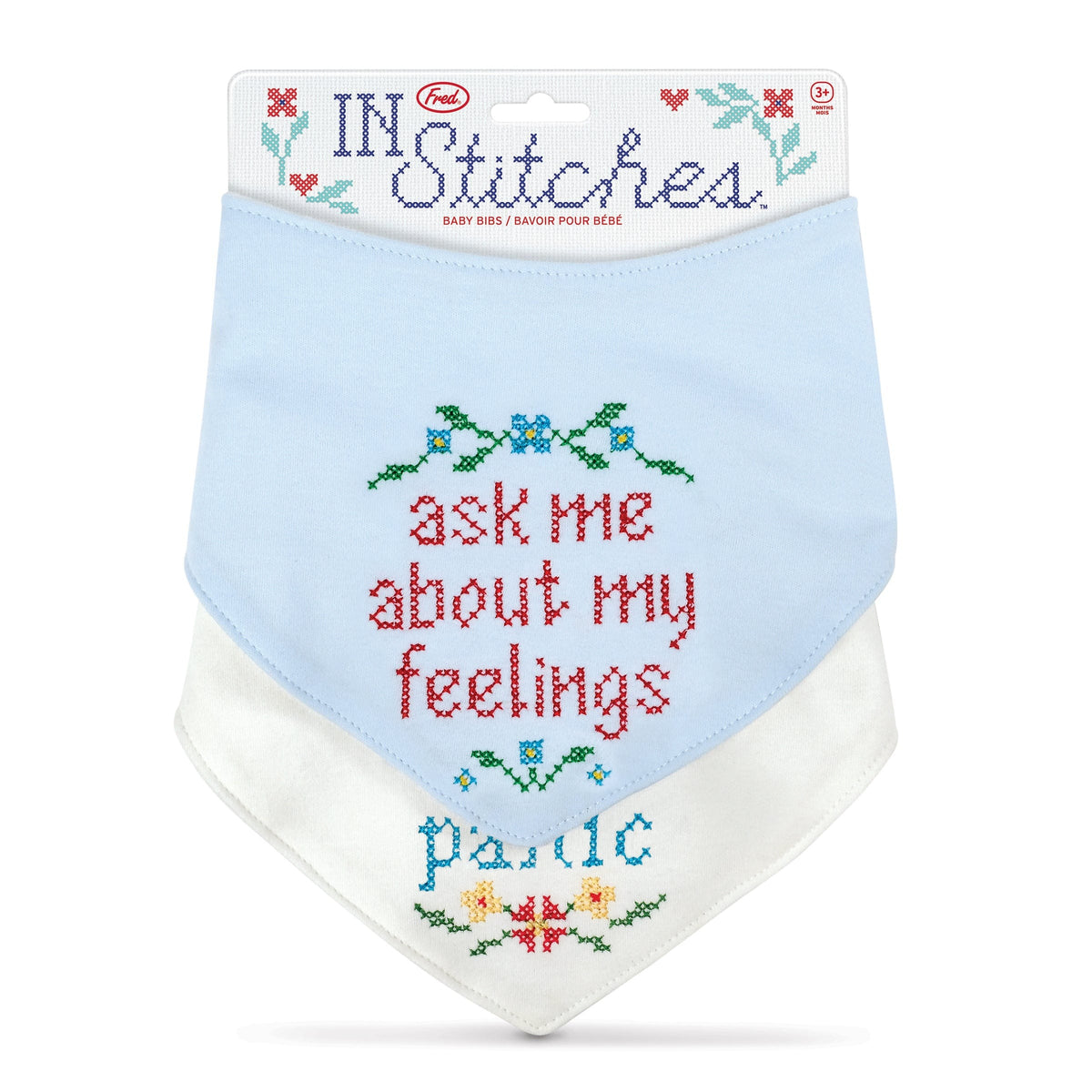 In Stitches Bibs from Fred! Subversive Cross Stitch