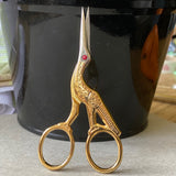 Stork Embroidery Scissors with Red Swarovski Eye