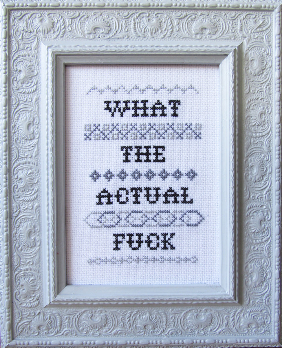 Fuck Off white framed hotsell cross stitch