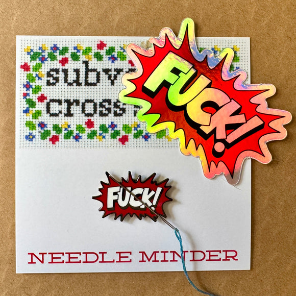FUCK Cartoon Starburst Needle Minder PLUS Sticker