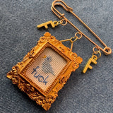 Tiny Frame Charm Pin: Bluebird With Two Fs Left