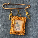 Tiny Frame Charm Pin: Bluebird With Two Fs Left