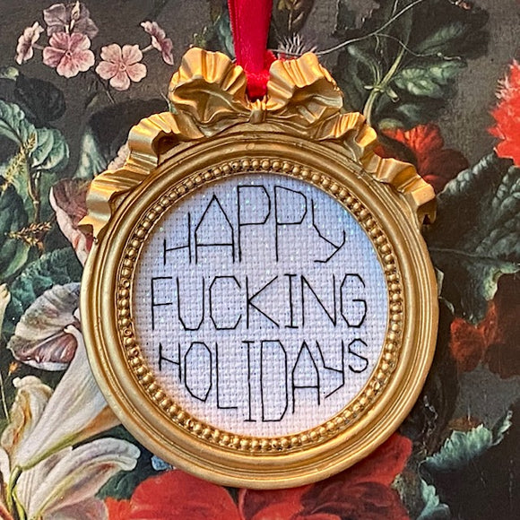 Ornate Frame Kit With Red Ribbon: Happy Fucking Holidays