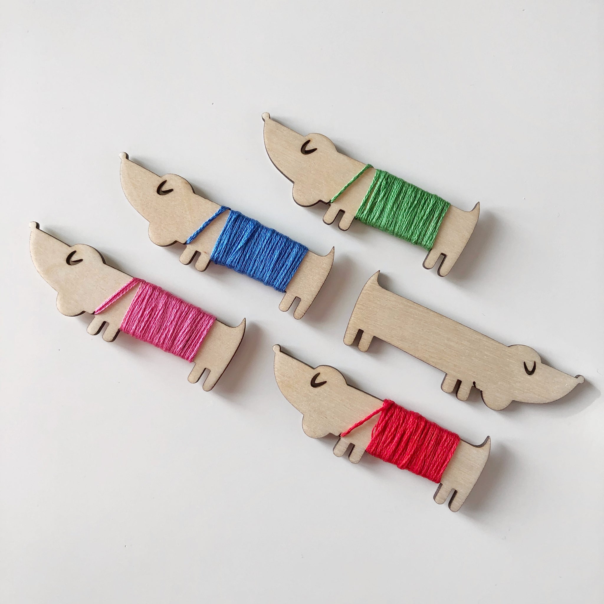 Set of 5 Handmade Floss Bobbins: Kitty Cats – Subversive Cross Stitch