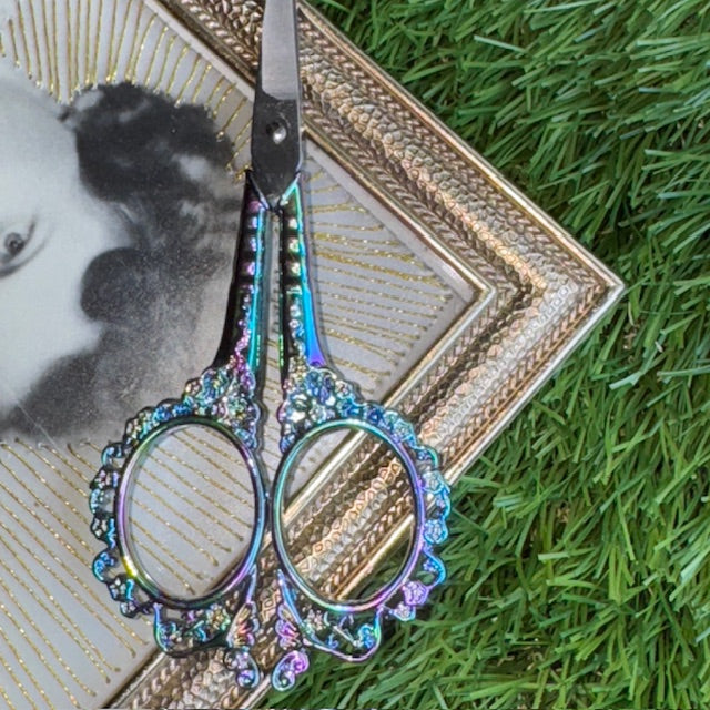 Fancy Iridescent Blue Scissors – Subversive Cross Stitch