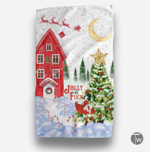 Twisted Wares: Jolly As Fuck Holiday Tea Towel