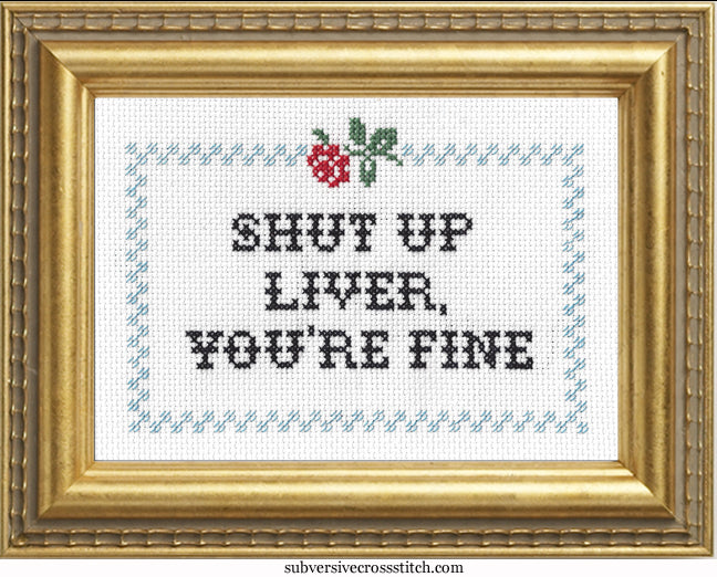 Primitives By Kathy Geschirrtuch – Mit Spruch 'Shut Up Liver You're Fine', Schwarz-weiß, Aus Baumwolle