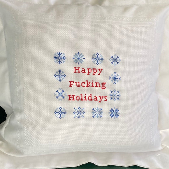 Happy Fucking Holidays Ivory Square Pillow Case Kit