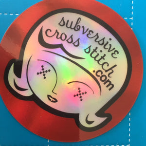 Holographic Subversive Cross Stitch sticker