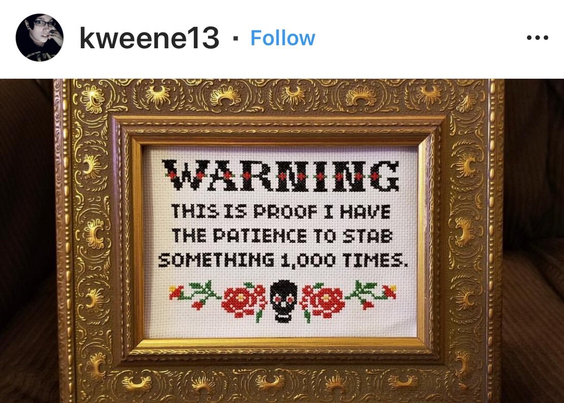 Warning Stabby kit! by Mr. Stevers – Subversive Cross Stitch